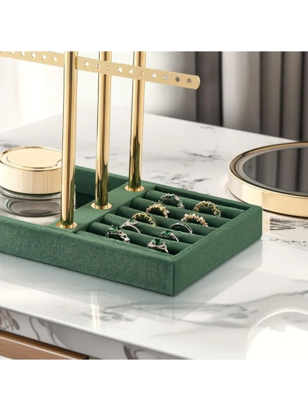 Elegant 3-Tier Velvet Jewelry Organizer Stand for Necklaces, Bracelets & Rings